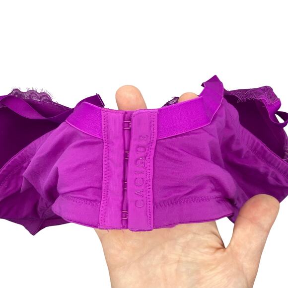 Cacique Lane Bryant 44DD Balconette Bra Purple Lace Lightly Lined - Picture 4 of 7